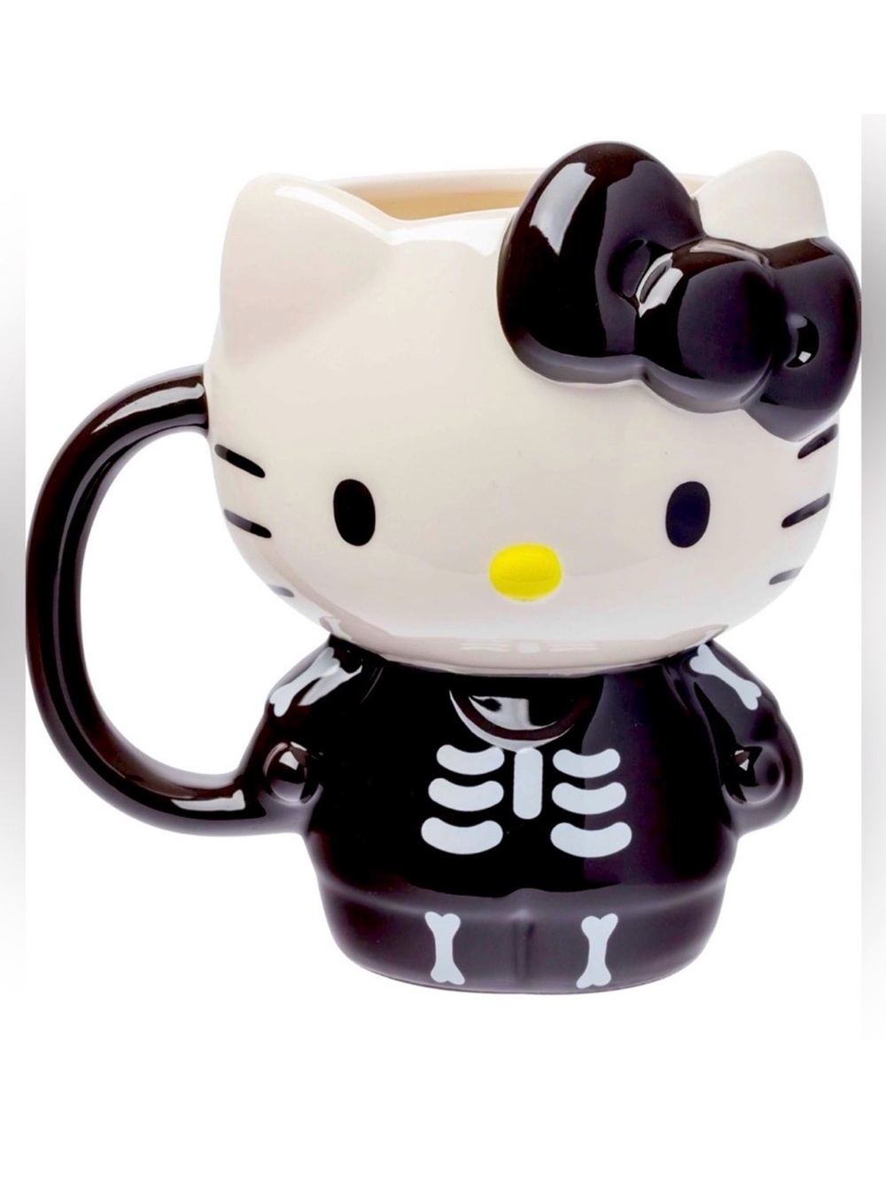 Sanrio Hello Kitty Black and Cream Skeleton Ceramic Mug